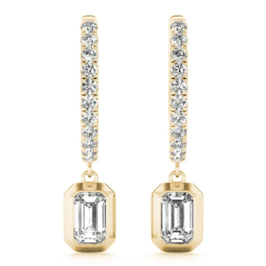 HN Emerald Bezel Dangle Huggie