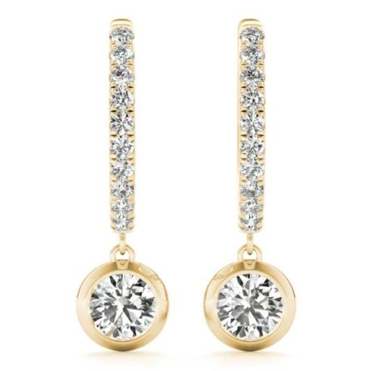 HN Round Bezel Dangle Huggie