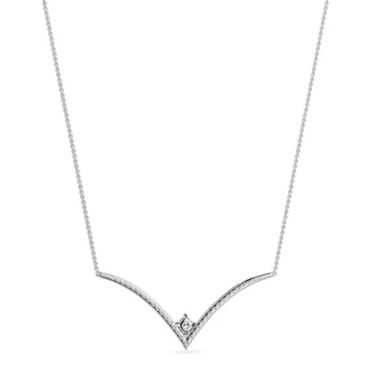 HN Round-Cut Diamond Chevron Necklace