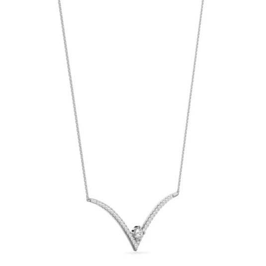 HN Round-Cut Diamond Chevron Necklace