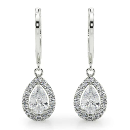 HN Pear Halo Leverback Earrings